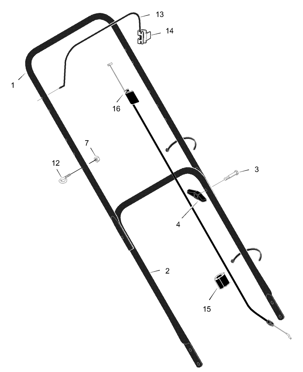 Handle Assembly Diagram and Parts List for 22415X8B 2001 Briggs and Stratton Lawn Mower